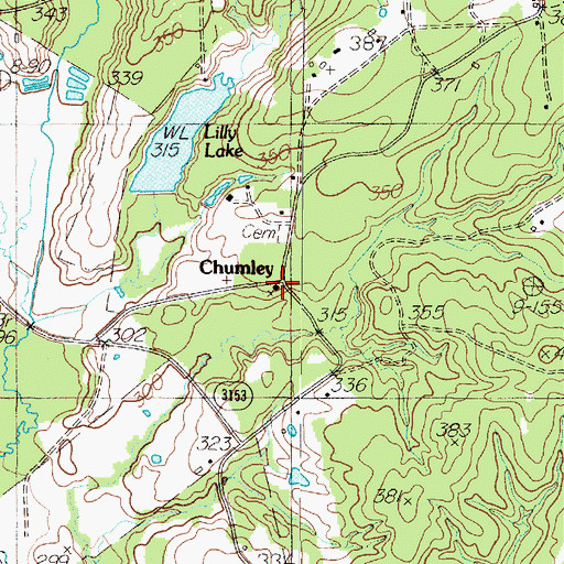 Topographic Map of Chumley, TX