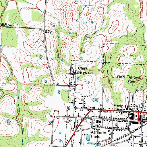 Topographic Map of Clark High School, TX
