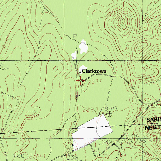 Topographic Map of Clarktown, TX