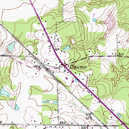 Topographic Map of Clawson, TX