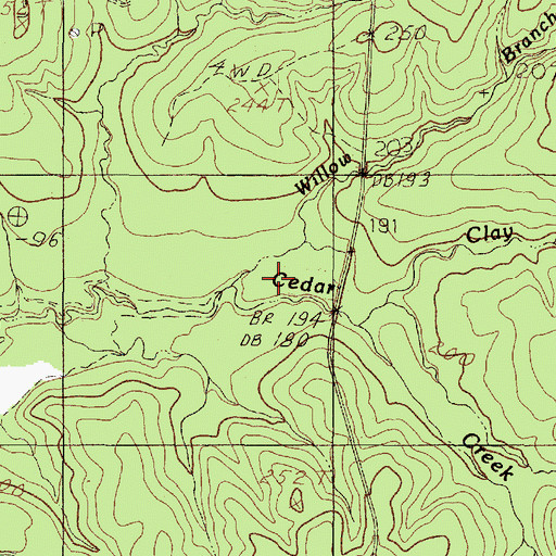 Topographic Map of Clay Branch, TX