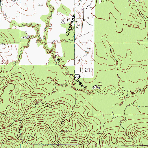 Topographic Map of Claybank Branch, TX