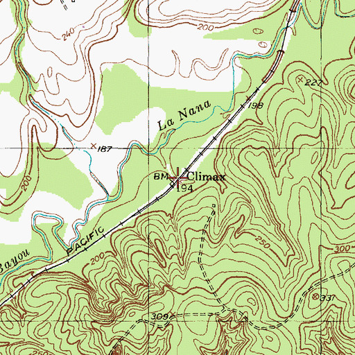 Topographic Map of Climax, TX