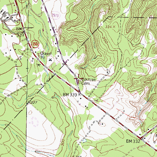 Topographic Map of Cochran Cemetery, TX