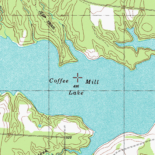 Topographic Map of Coffee Mill Lake, TX