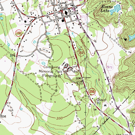 Topographic Map of Coldspring Memorial Park, TX