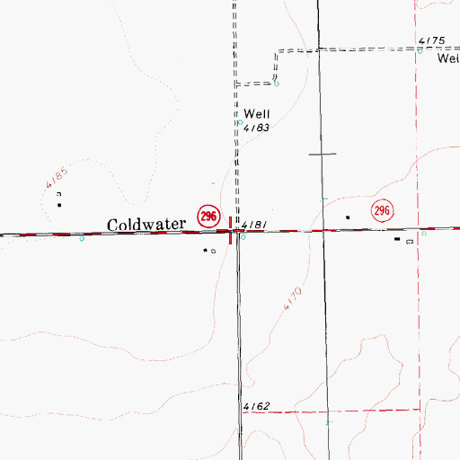 Topographic Map of Coldwater, TX
