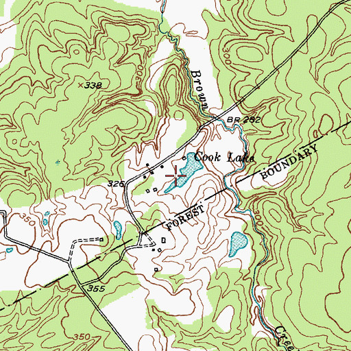Topographic Map of Cook Lake, TX