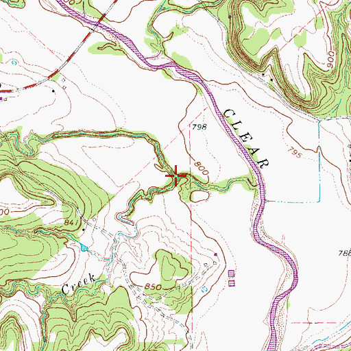 Topographic Map of Coons Creek, TX
