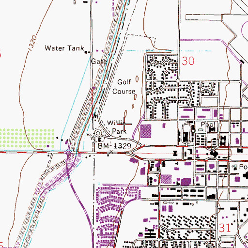 Topographic Map of Willie Park, AZ