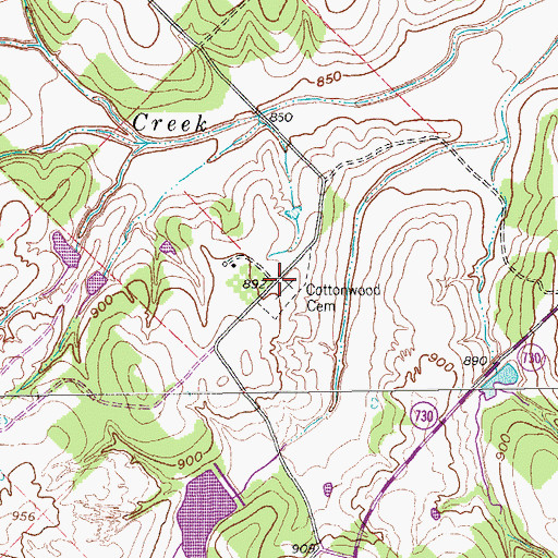Topographic Map of Cottonwood Cemetery, TX