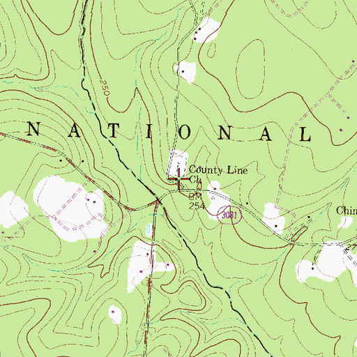 Topographic Map of County Line Church, TX