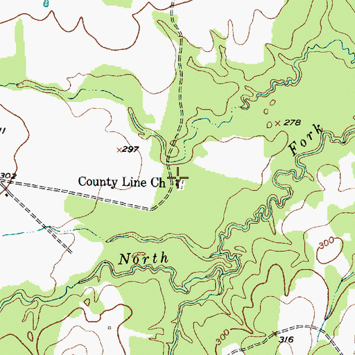 Topographic Map of County Line Church, TX