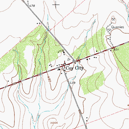 Topographic Map of Coy City, TX