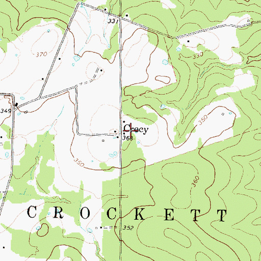 Topographic Map of Crecy, TX