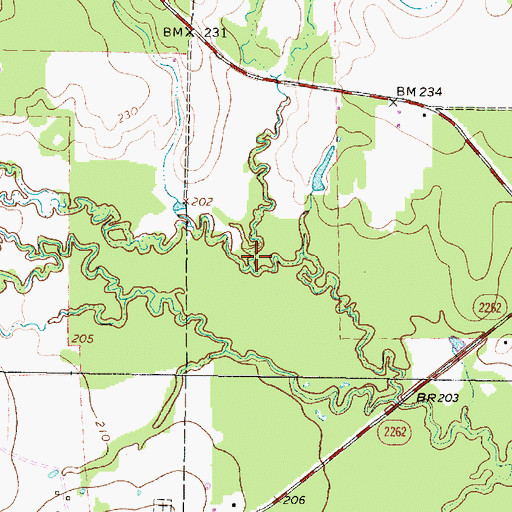 Topographic Map of Crib Creek, TX