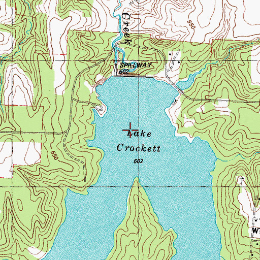 Topographic Map of Lake Crockett, TX
