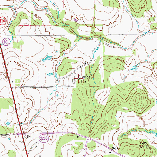 Topographic Map of Cumber Cemetery, TX