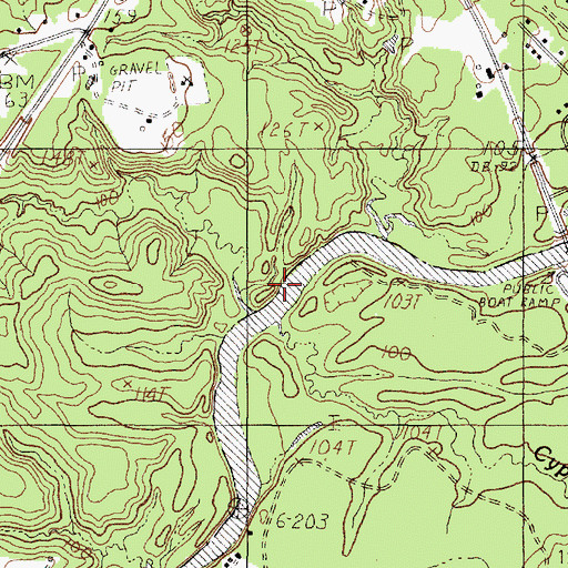 Topographic Map of Cypress Branch, TX