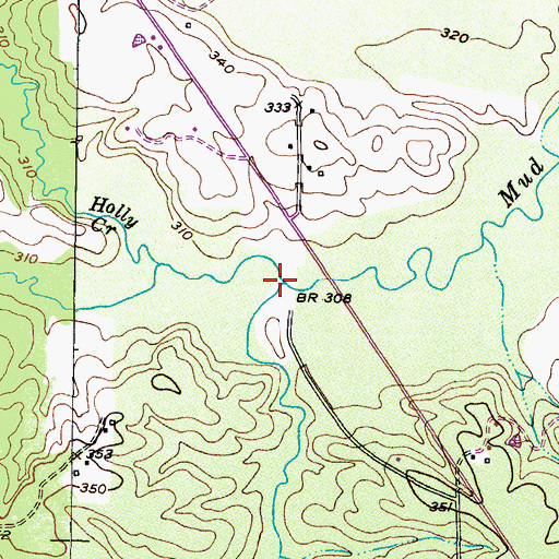 Topographic Map of Daniels Creek, TX