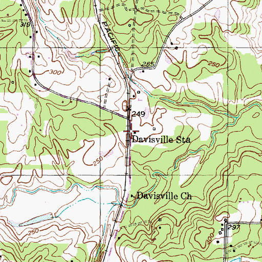 Topographic Map of Davisville Station, TX
