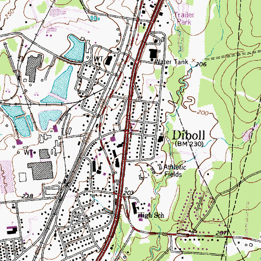 Topographic Map of Diboll, TX