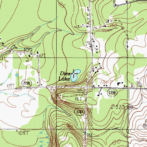 Topographic Map of Dies Lake, TX