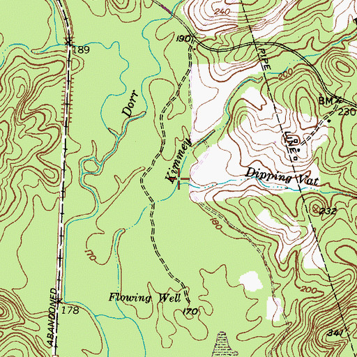 Topographic Map of Dipping Vat Branch, TX