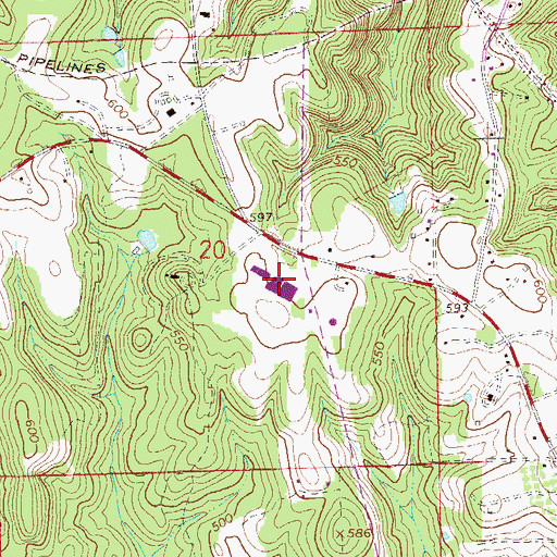 Topographic Map of Glenwood School, AL