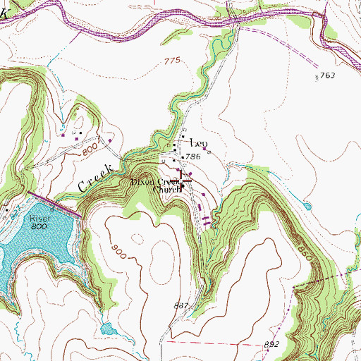 Topographic Map of Dixon Creek Church, TX