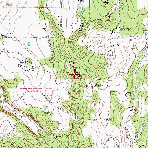 Topographic Map of Doc Gan Hollow, TX