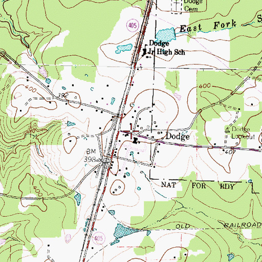 Topographic Map of Dodge, TX
