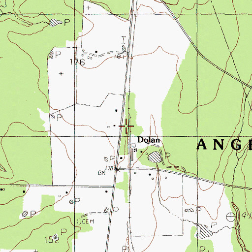Topographic Map of Dolan, TX