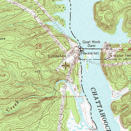 Topographic Map of Goat Rock Recreation Area, AL