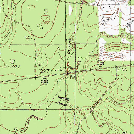 Topographic Map of Dry Fork, TX