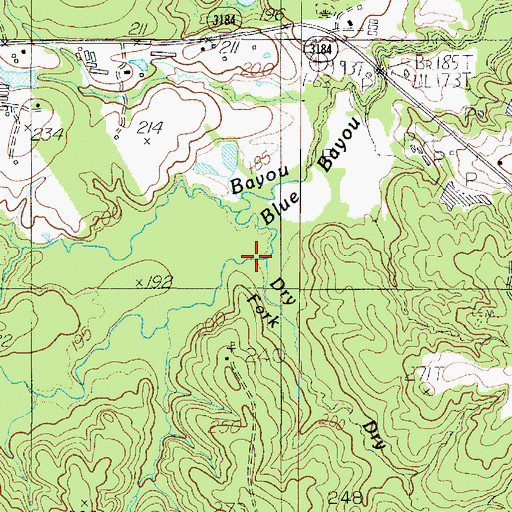 Topographic Map of Dry Fork, TX