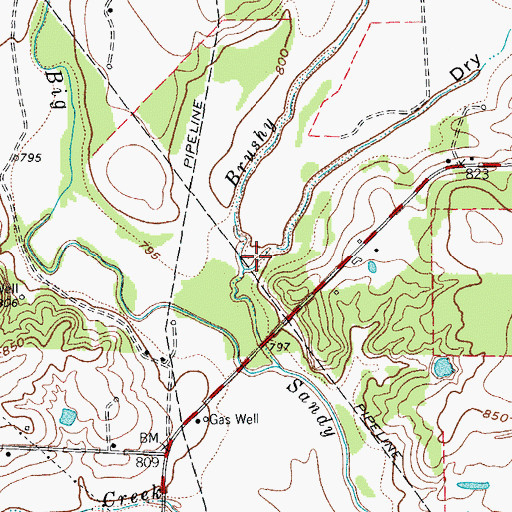 Topographic Map of Dry Hollow, TX