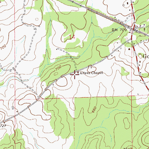 Topographic Map of Gold Hill School (historical), AL