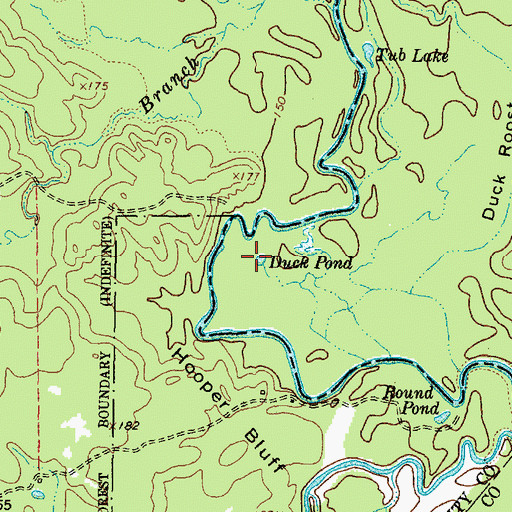 Topographic Map of Duck Pond, TX