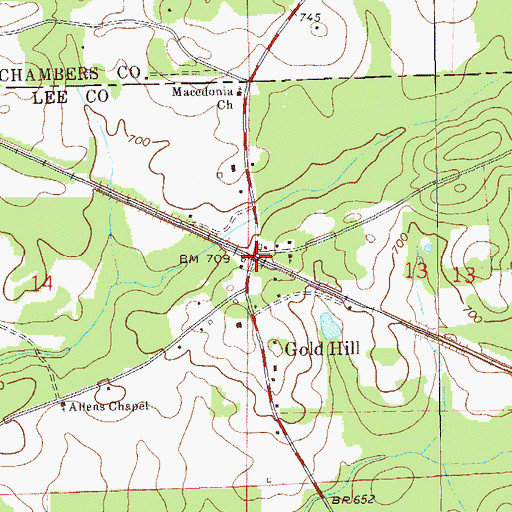 Topographic Map of Gold Hill Methodist Church, AL