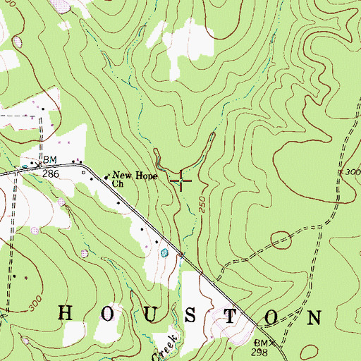 Topographic Map of East Fork Caney Creek, TX