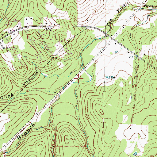 Topographic Map of East Fork Tanyard Branch, TX