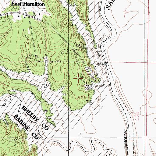Topographic Map of East Hamilton, TX