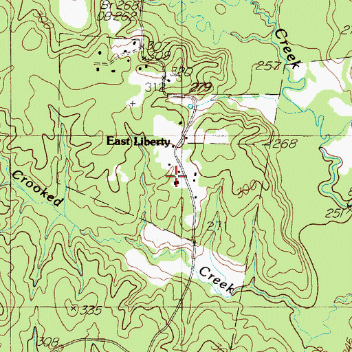 Topographic Map of East Liberty Church, TX