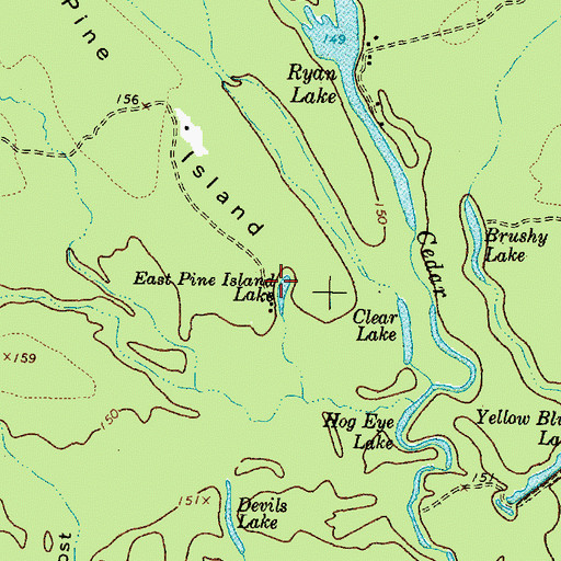 Topographic Map of East Pine Island Lake, TX