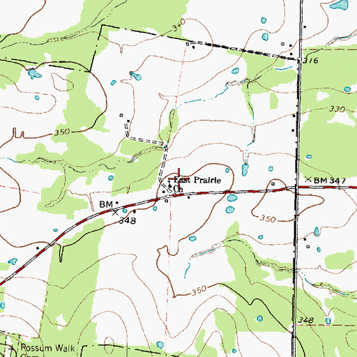 Topographic Map of East Prairie Church, TX