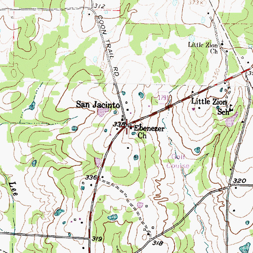 Topographic Map of Ebenezer Church, TX