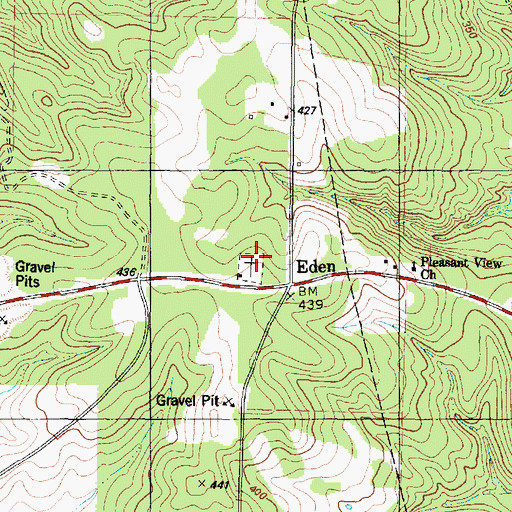 Topographic Map of Eden Cemetery, TX