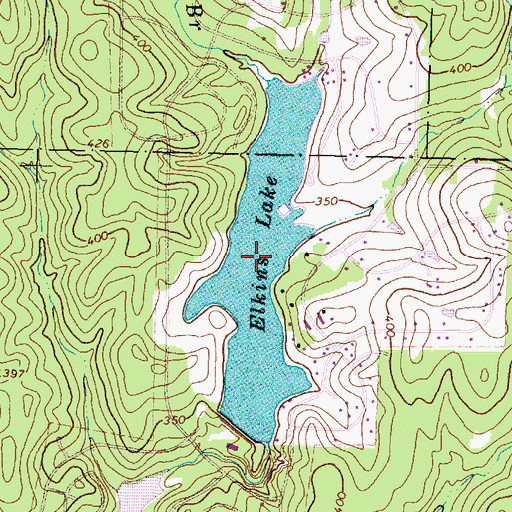 Topographic Map of Elkins Lake, TX