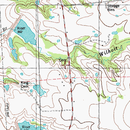 Topographic Map of Eminence Cemetery, TX